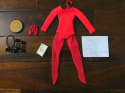 1782 BARBIE SHAPE-UPS 1970 - 71 RED LEOTARD , RED TIGHTS, RED BUCKLE SHOES, BOOKLET ETC  COMPLETE